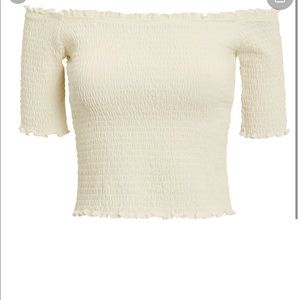 Intermix cropped smocked top